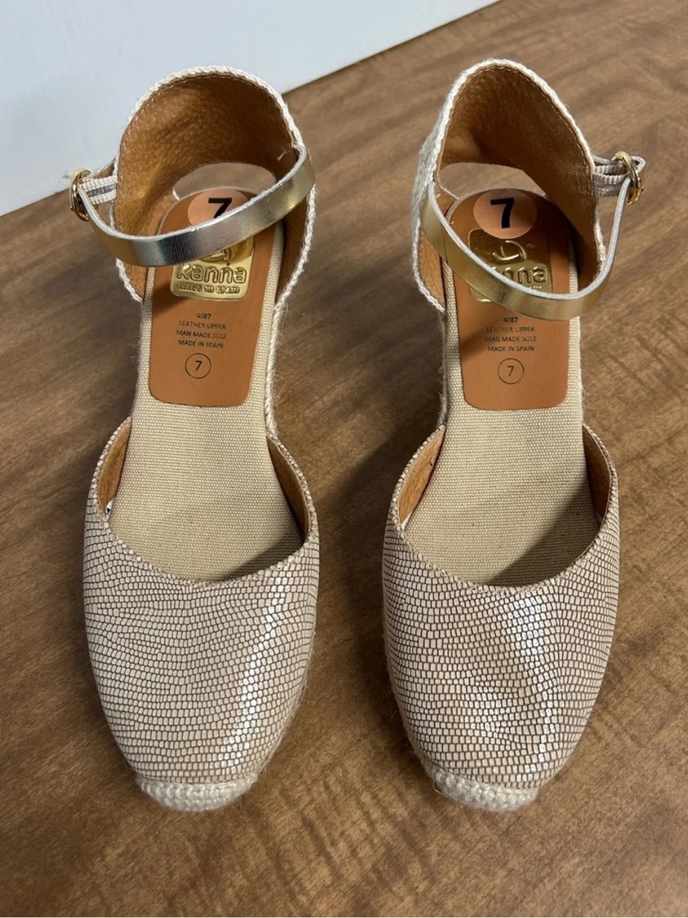 KANNA Spain Metallic Snakeskin Espadrille Wedge Sandal 7⁠ M EU 37 O